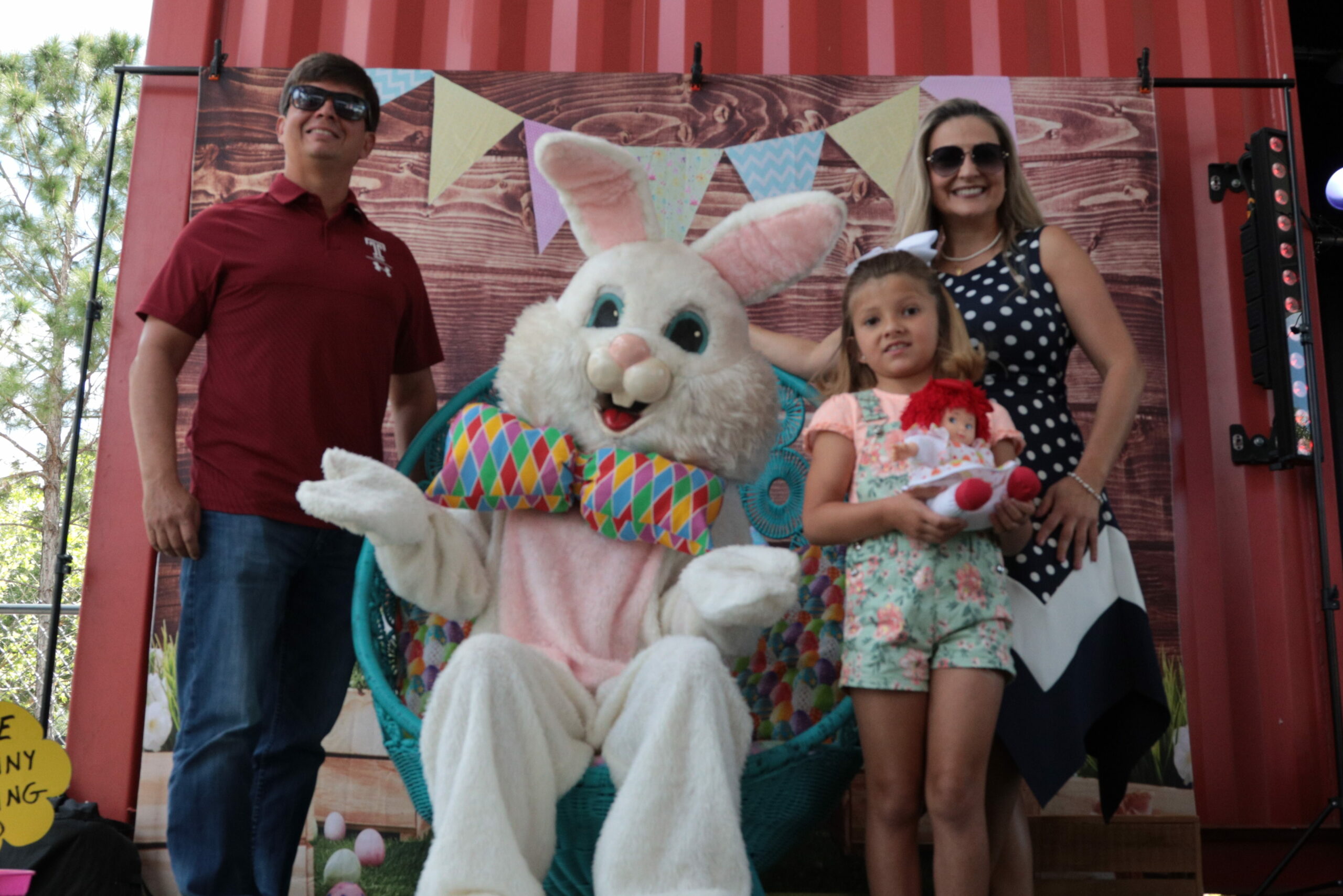 Decorative photograph of family with the easter bunny