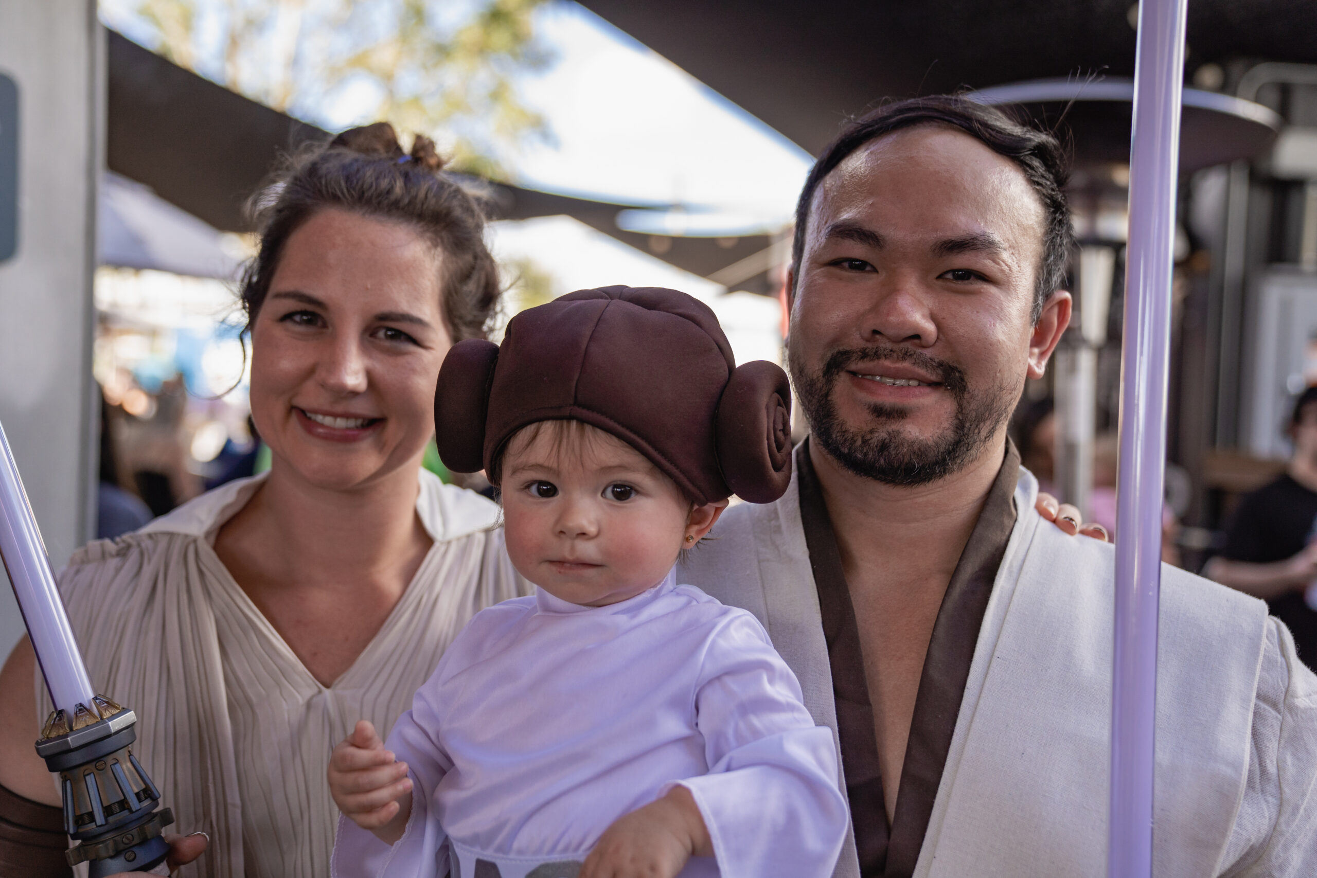 Family dressed up in Star Wars costumes